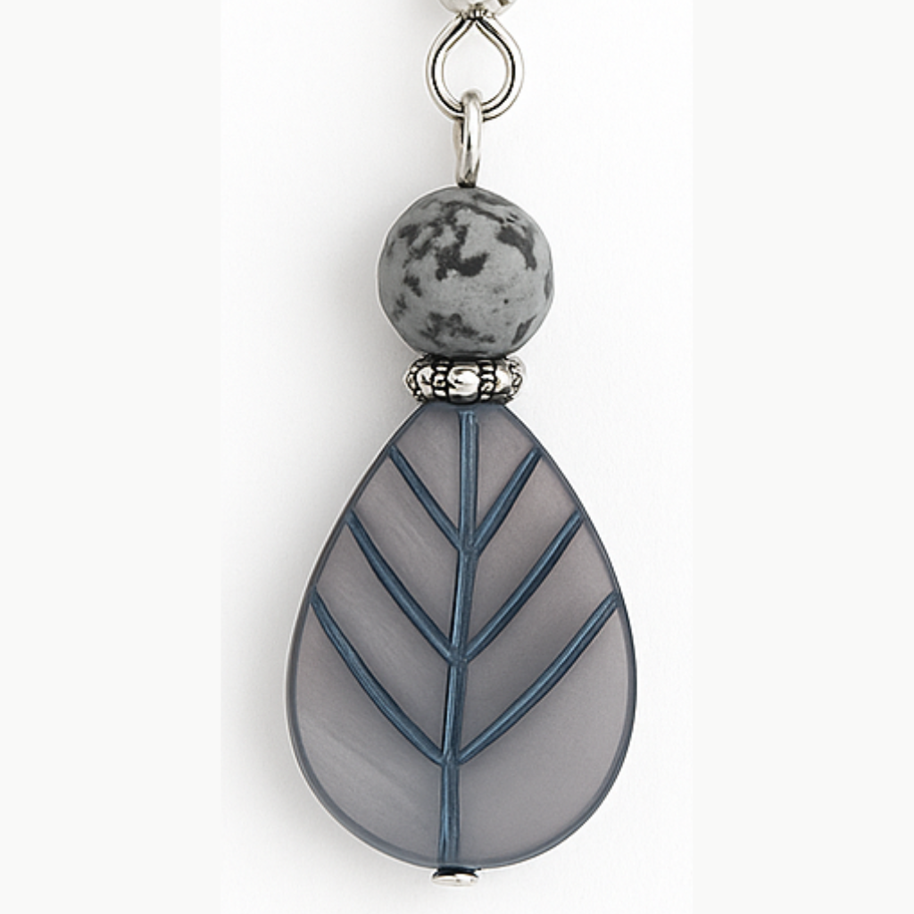 Gray & Blue Leaf Drop Earrings