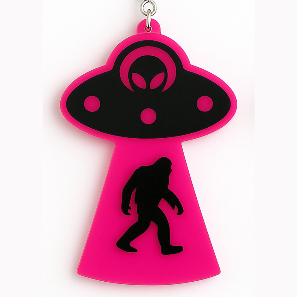 Pink UFO & Bigfoot Statement Earrings