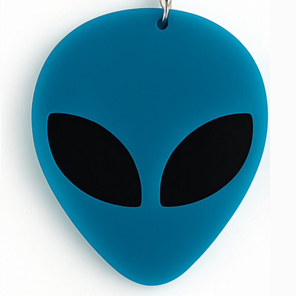 Alien Head Acrylic Earrings – Neon Yellow or Blue
