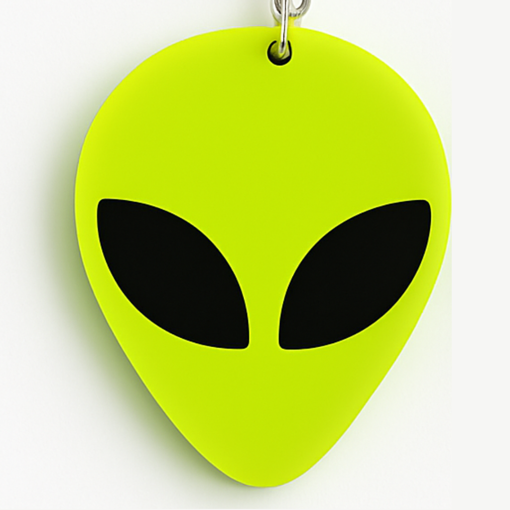 Alien Head Acrylic Earrings – Neon Yellow or Blue