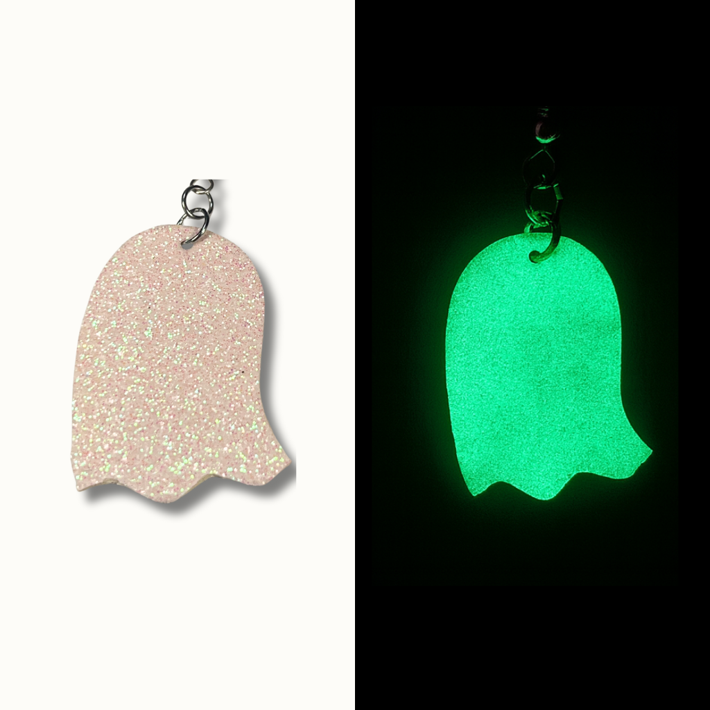 Halloween Glow Earrings – Candy Corn & Ghost | Lightweight Glitter Faux Leather | Glow in the Dark