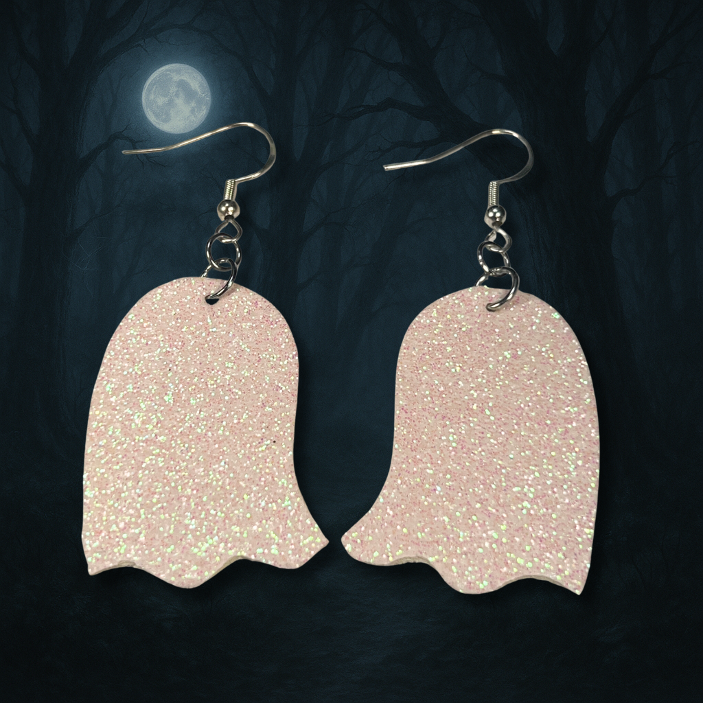 Halloween Glow Earrings – Candy Corn & Ghost | Lightweight Glitter Faux Leather | Glow in the Dark