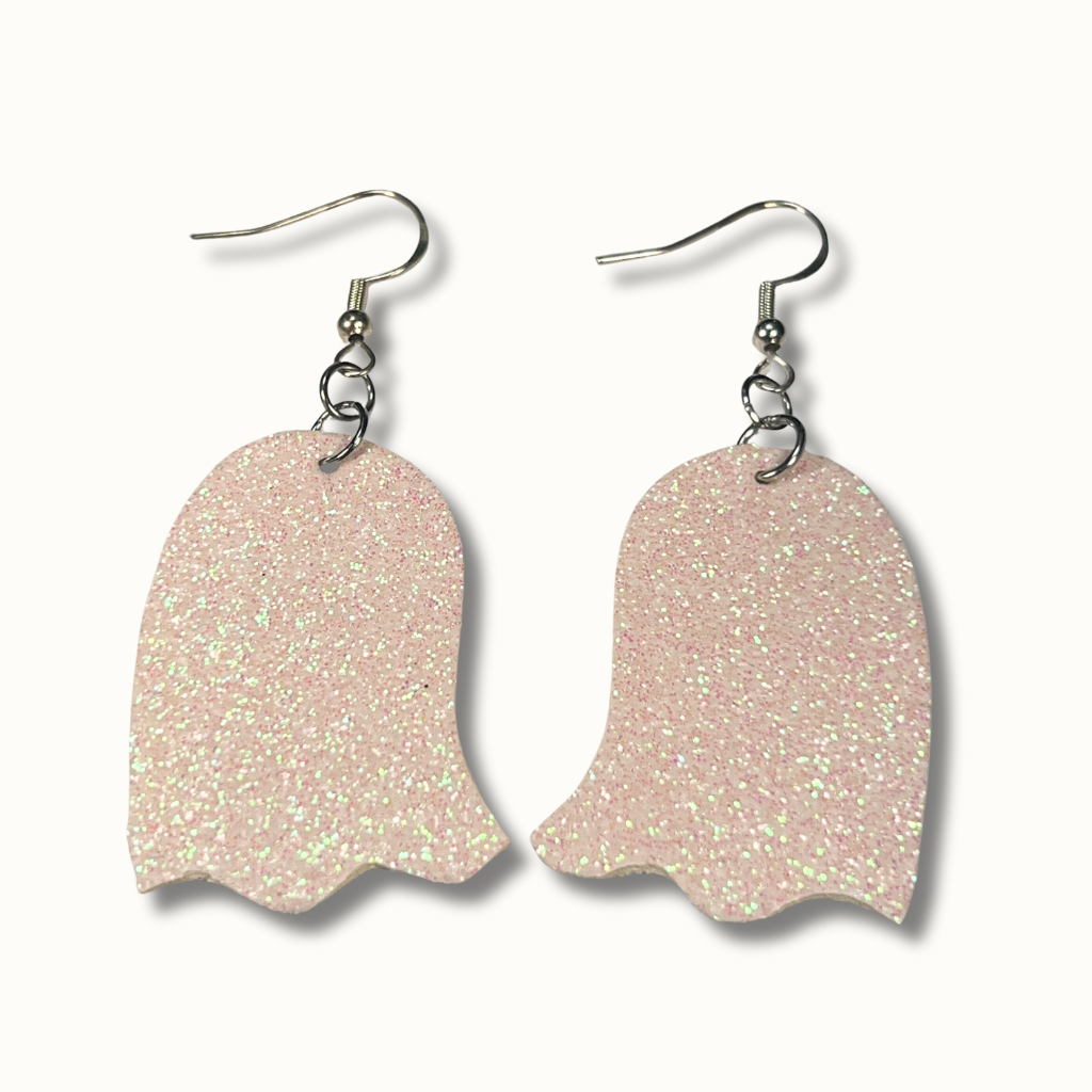 Halloween Glow Earrings – Candy Corn & Ghost | Lightweight Glitter Faux Leather | Glow in the Dark