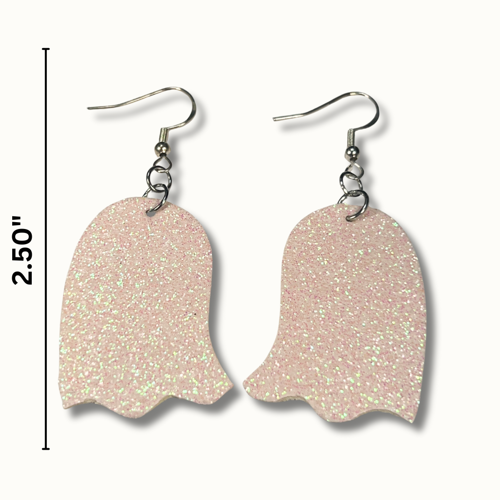Halloween Glow Earrings – Candy Corn & Ghost | Lightweight Glitter Faux Leather | Glow in the Dark