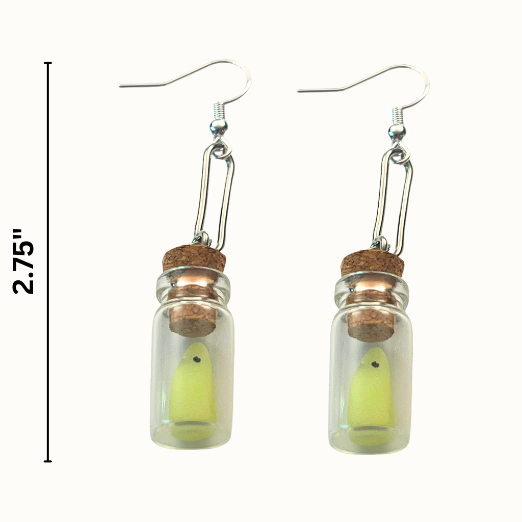 Glow-in-the-Dark Ghost in a Bottle Earrings | Lightweight Acrylic Halloween Jewelry