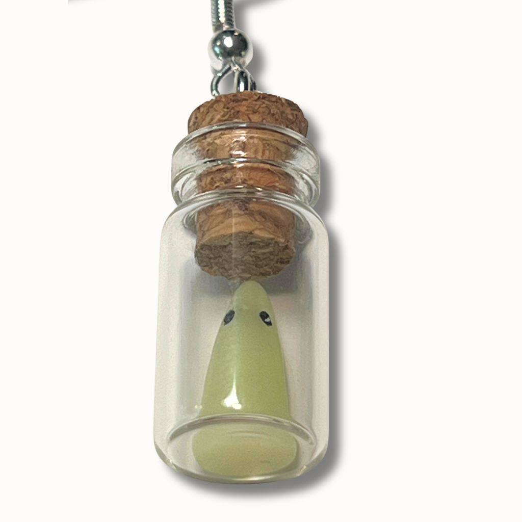 Glow-in-the-Dark Ghost in a Bottle Earrings | Lightweight Acrylic Halloween Jewelry