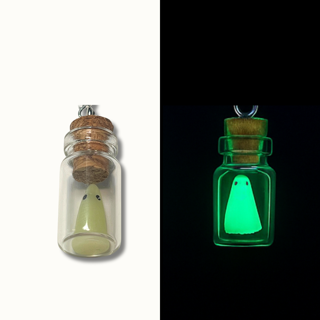 Glow-in-the-Dark Ghost in a Bottle Earrings | Lightweight Acrylic Halloween Jewelry