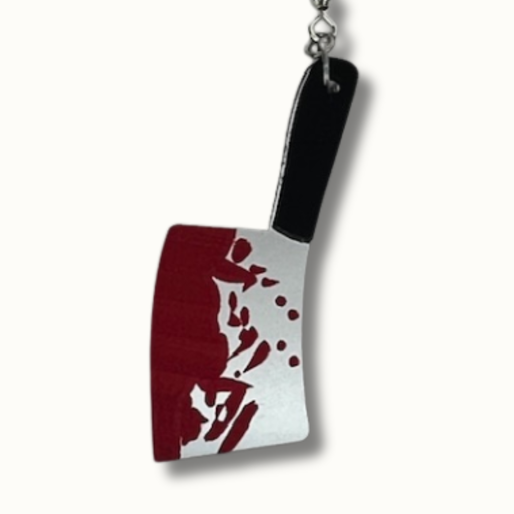 Bloody Blade Earrings – Cleaver & Guillotine | Mirrored Acrylic Halloween Accessories