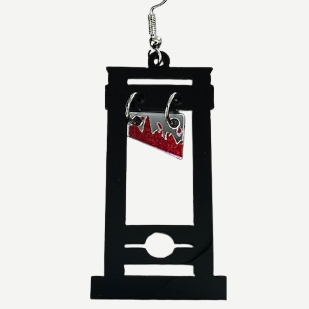 Bloody Blade Earrings – Cleaver & Guillotine | Mirrored Acrylic Halloween Accessories