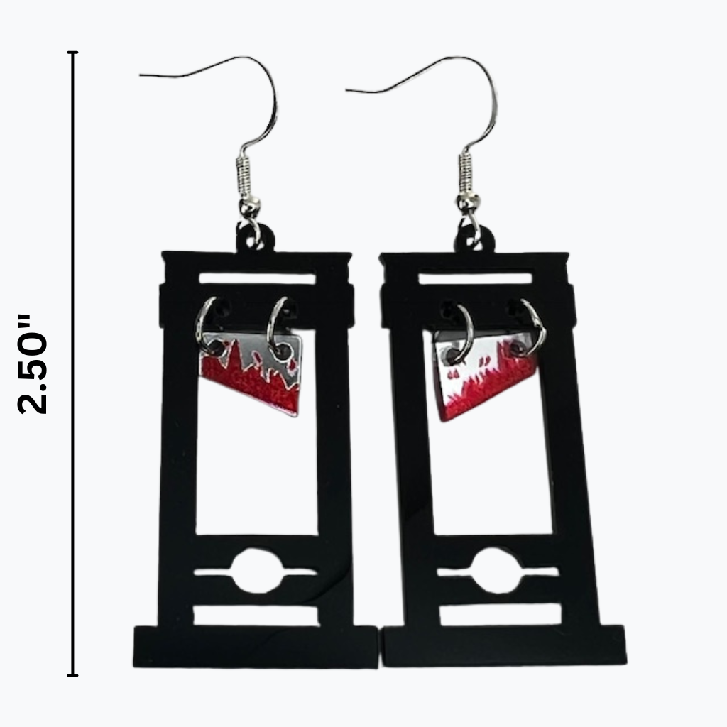 Bloody Blade Earrings – Cleaver & Guillotine | Mirrored Acrylic Halloween Accessories