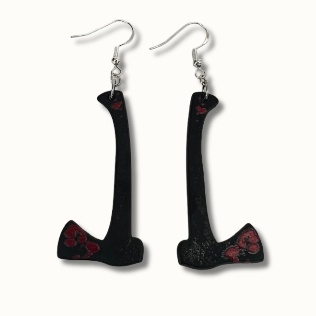 Bloody Tools Earrings – Scissors, Cleaver & Axe | Matte Halloween Accessories