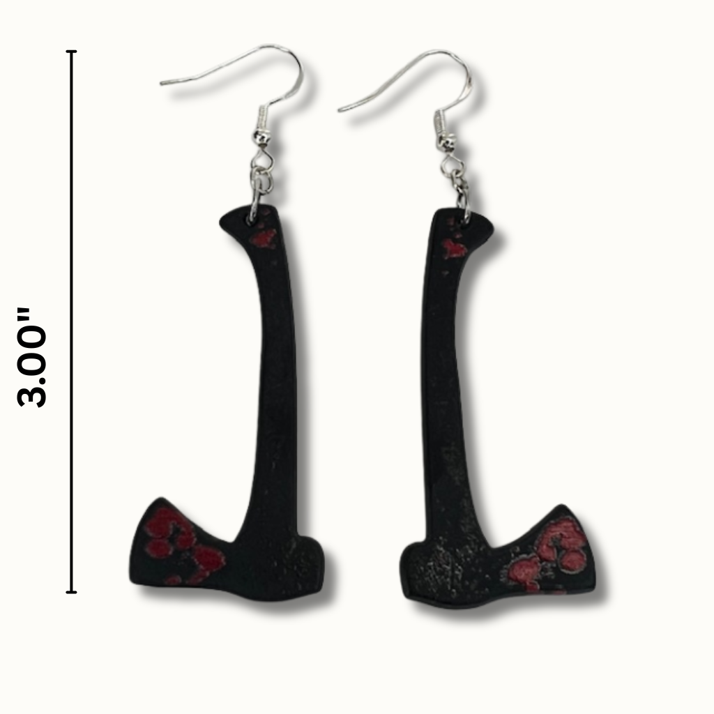 Bloody Tools Earrings – Scissors, Cleaver & Axe | Matte Halloween Accessories