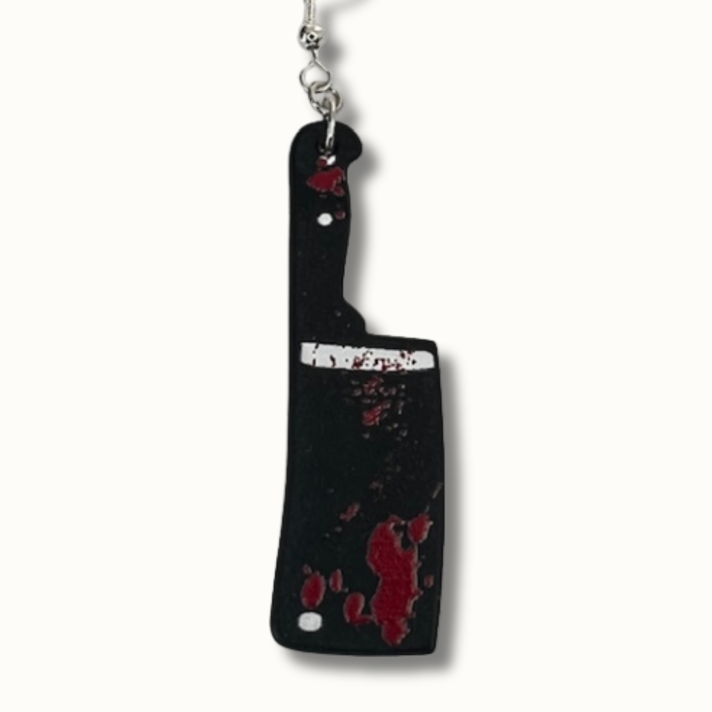 Bloody Tools Earrings – Scissors, Cleaver & Axe | Matte Halloween Accessories