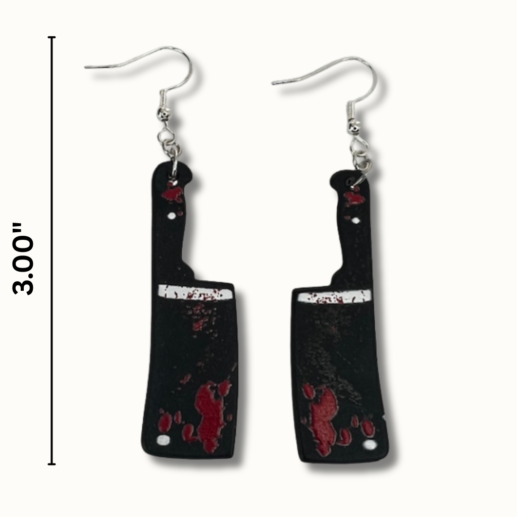 Bloody Tools Earrings – Scissors, Cleaver & Axe | Matte Halloween Accessories