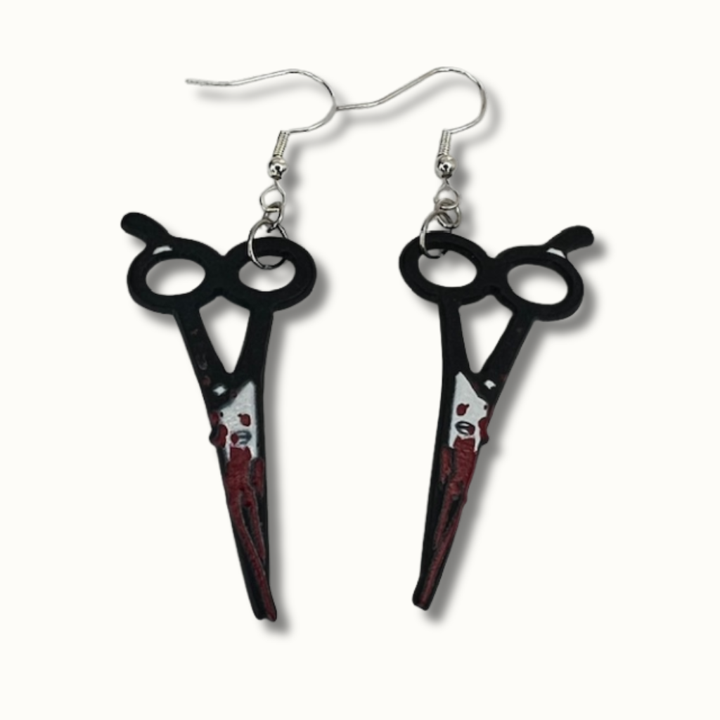 Bloody Tools Earrings – Scissors, Cleaver & Axe | Matte Halloween Accessories