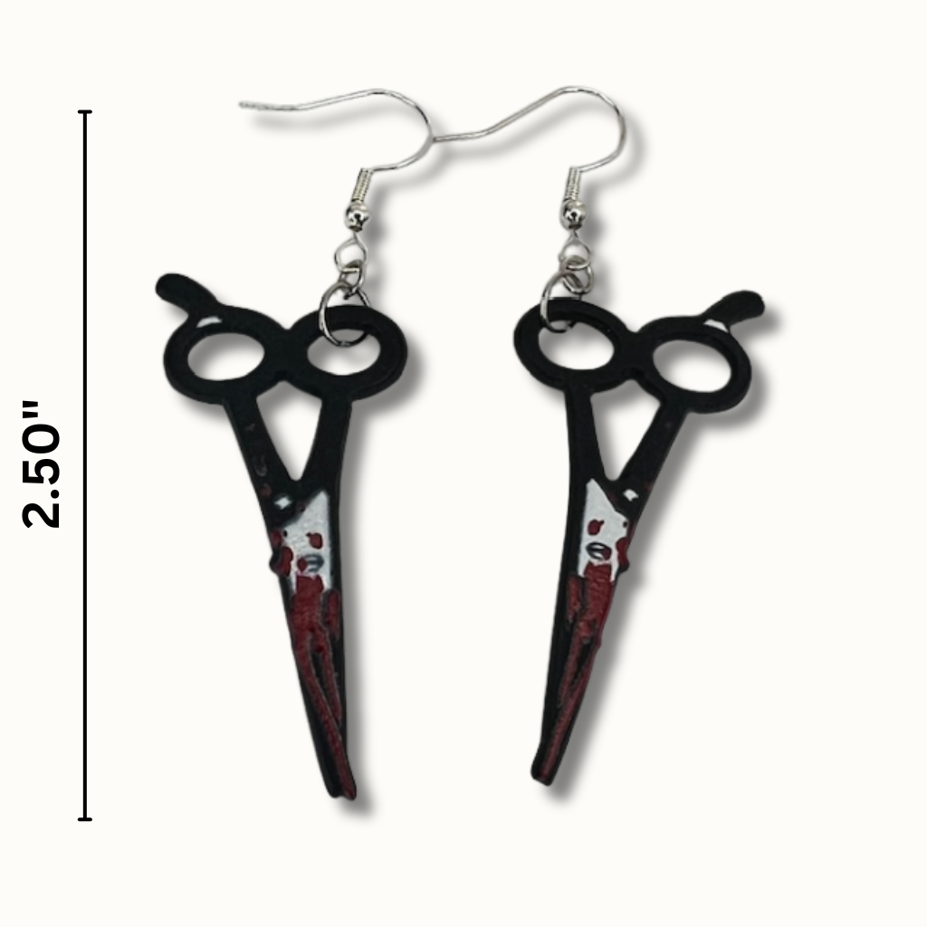 Bloody Tools Earrings – Scissors, Cleaver & Axe | Matte Halloween Accessories