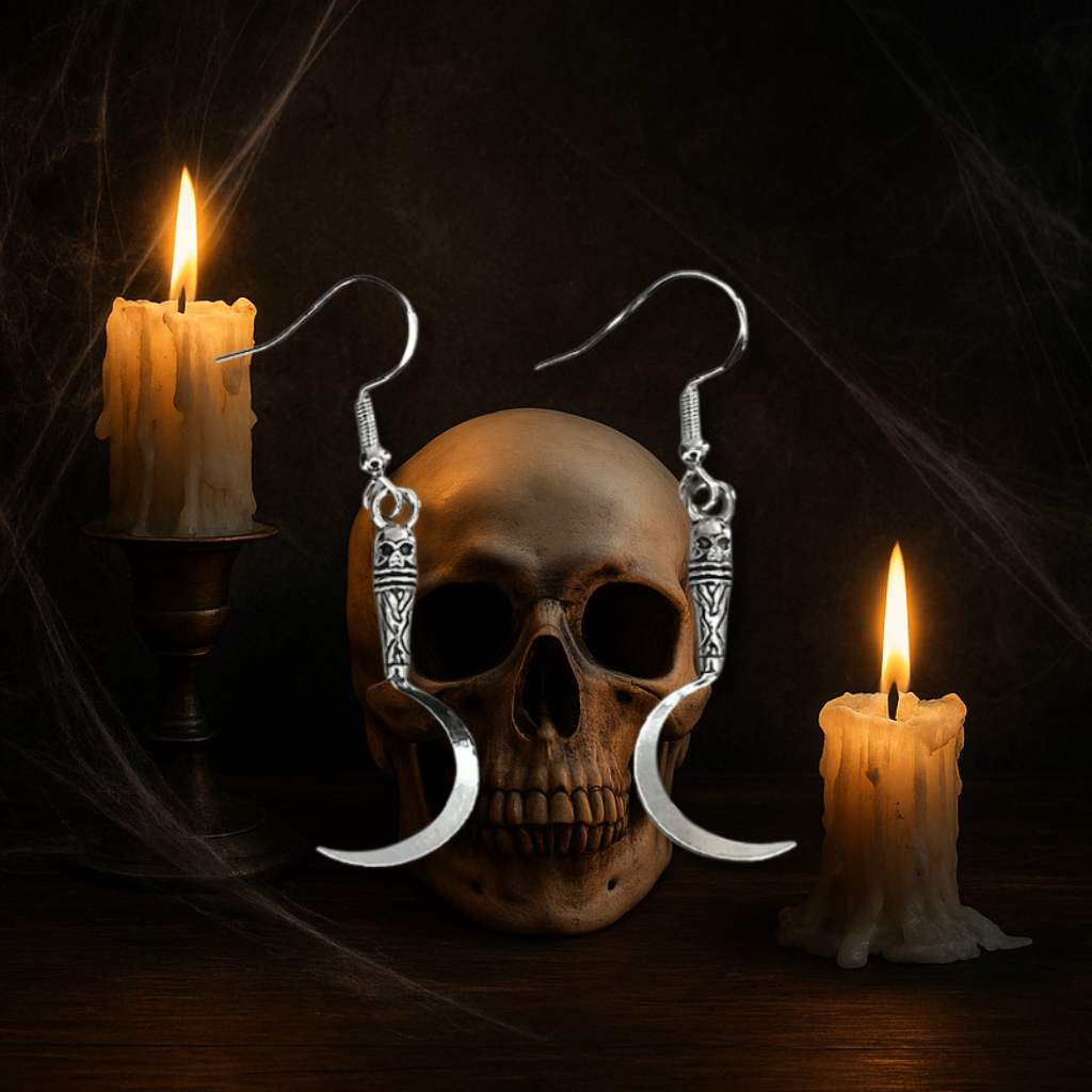 Scythe Earrings | Lightweight Silver-Tone Halloween Accessories
