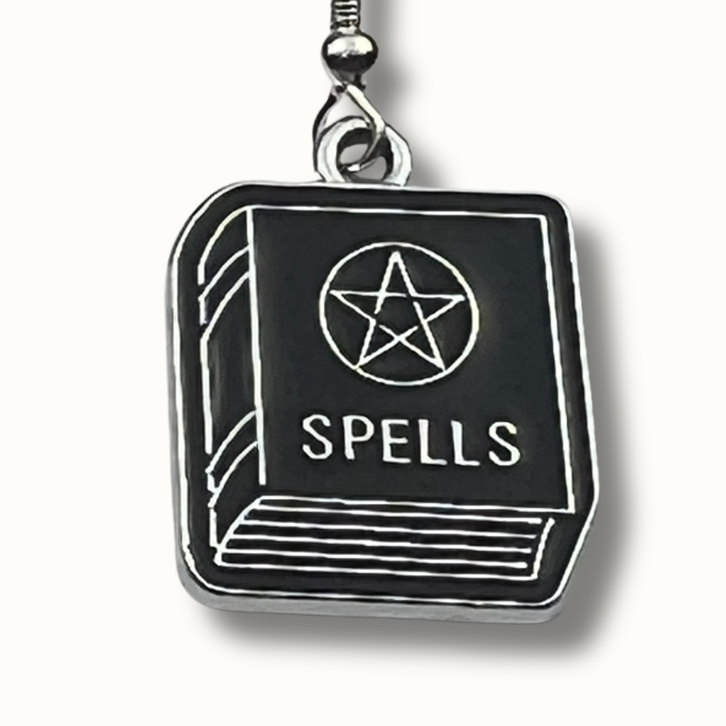 Spell Book Earrings | Silver-Tone Witchy Halloween Accessories