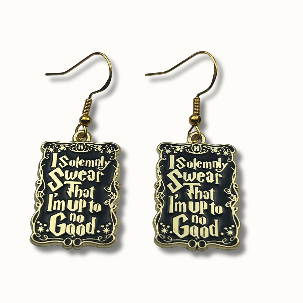 Mischief Earrings | “I Solemnly Swear” Gold-Tone Quote Accessories