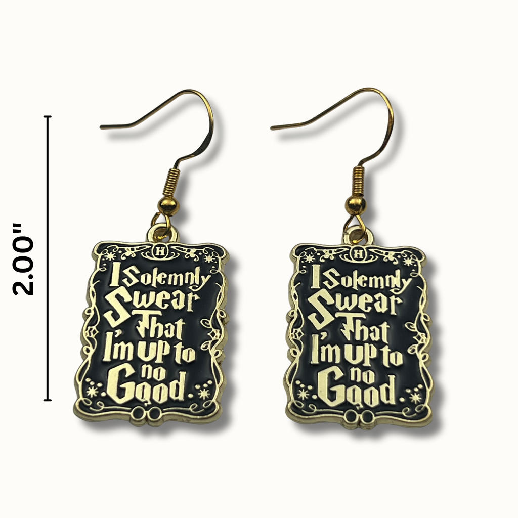 Mischief Earrings | “I Solemnly Swear” Gold-Tone Quote Accessories