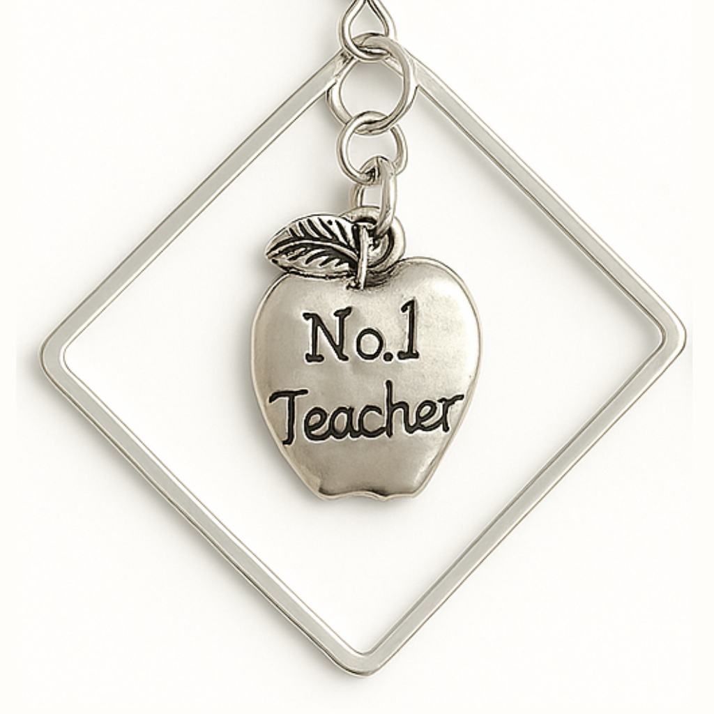 No.1 Teacher Silver Apple Earrings