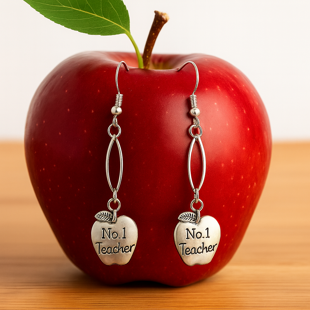 No.1 Teacher Apple Earrings