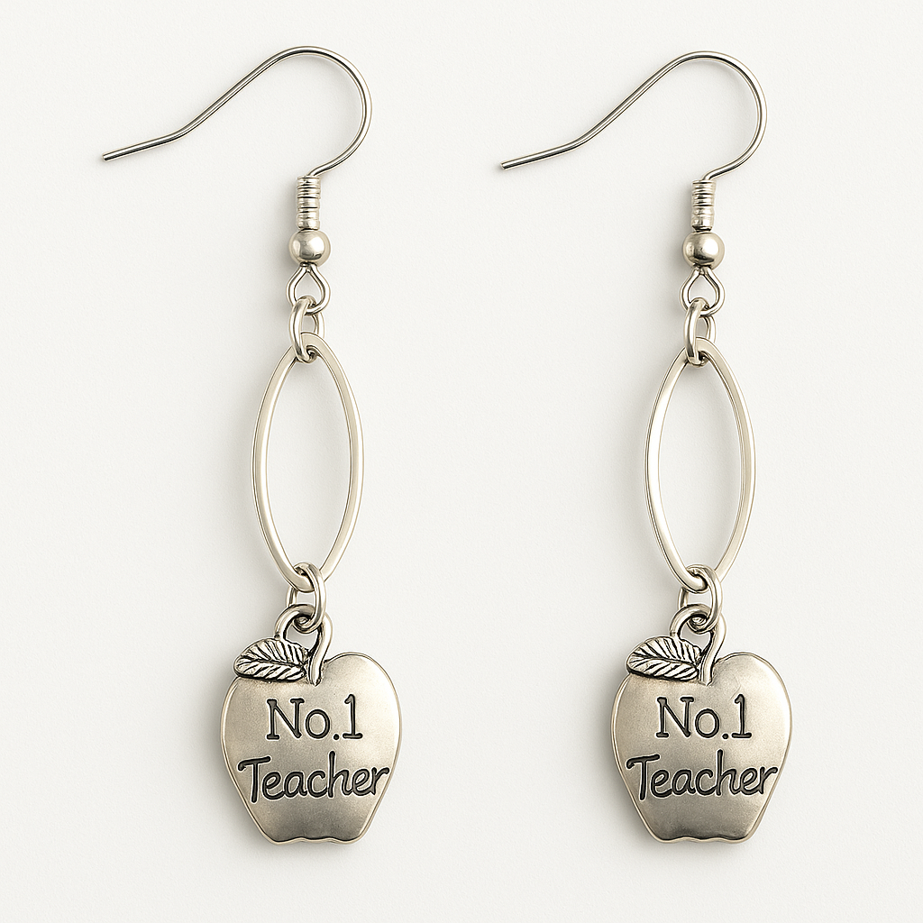 No.1 Teacher Apple Earrings
