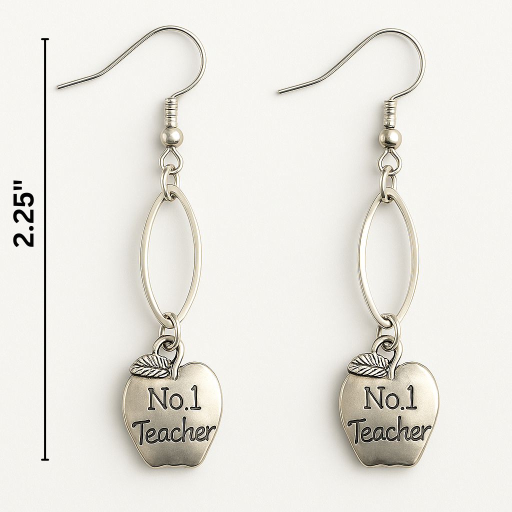 No.1 Teacher Apple Earrings